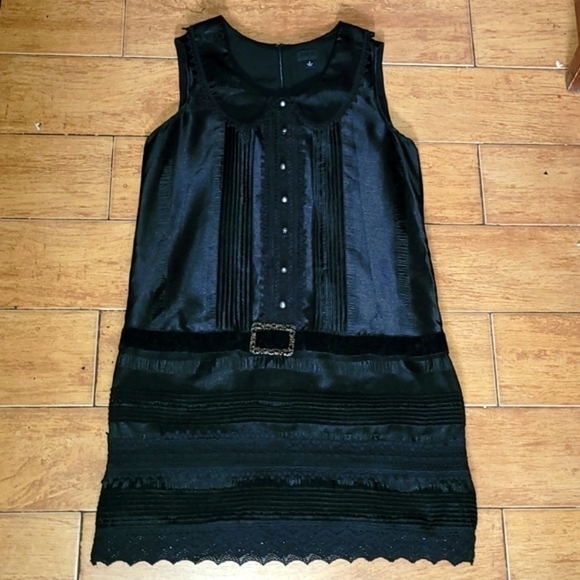 Anna Sui for Target Black Belted drop Waist Silky Lace details Dress Size 11. - Picture 3 of 16
